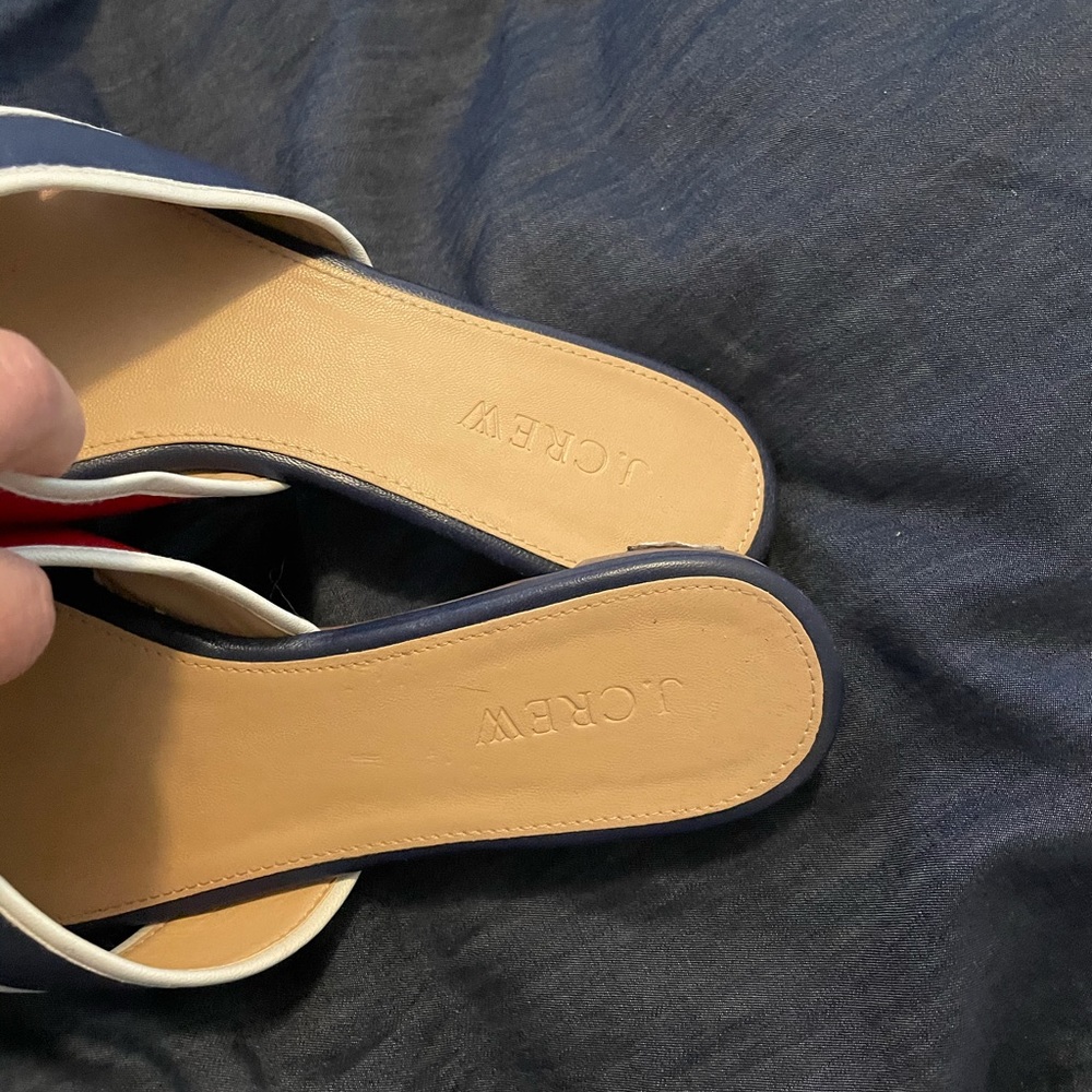 J crew red & blue leather slides sandals size 7 - Picture 4 of 6